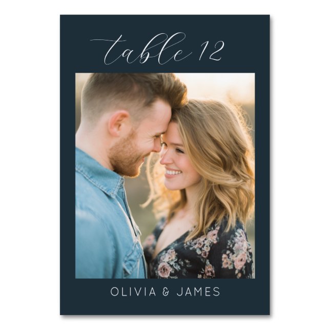 Romantic Navy Photo Tischnummer (Vorderseite)
