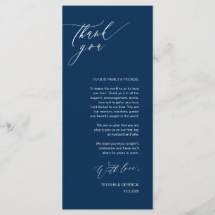 Romantic Navy Script Place Setting Merci Cartes