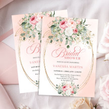 Romantic Pale Pink Roses Bridal Shower Invitation