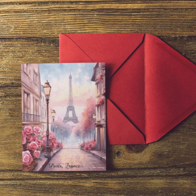 Romantic Paris France – Eiffel Tower Floral Postkarte (Romantic Paris France – Eiffel Tower Floral Postcard)