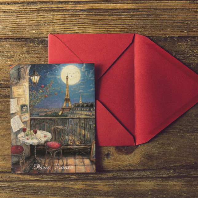 Romantic Paris France Eiffel Tower Illustration Postkarte (Romantic Vintage Paris France Eiffel Tower Postcard)