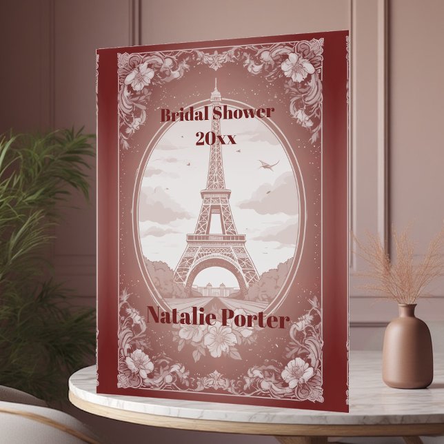 Romantic Paris Miss to Mrs Bridal Shower Welcome  Acrylschild (Romantic Paris Miss to Mrs Bridal Shower Welcome Acrylic Sign)
