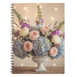 Romantic Pastel Hydrangea & Rose Bouquet  Notizblock