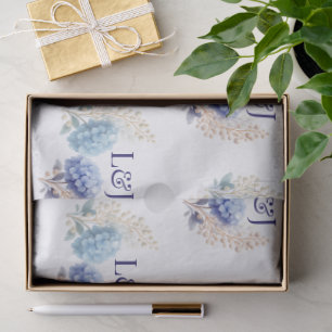 Romantic Pearl Hydrangea Blue Waterercolor Wedding Seidenpapier