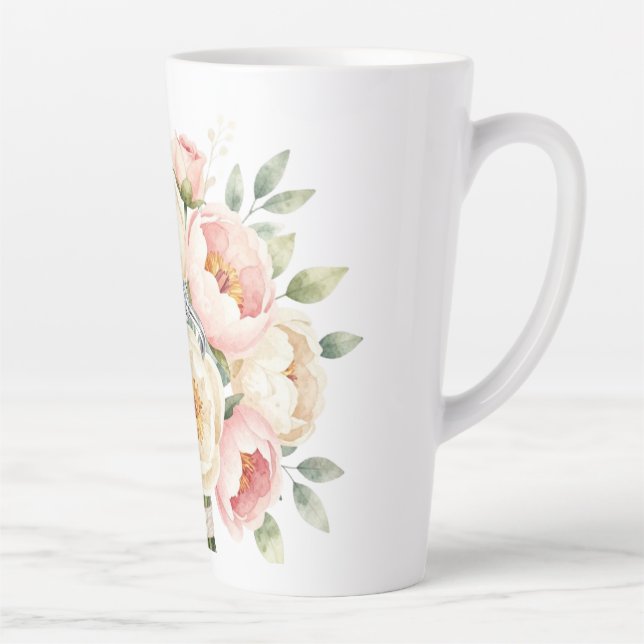 Romantic Peony Bouquet with Diamond Ring Milchtasse (Rechts)