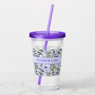 Romantic Periwinkle Florals Lavender Flower Girl Acryltrinkbecher