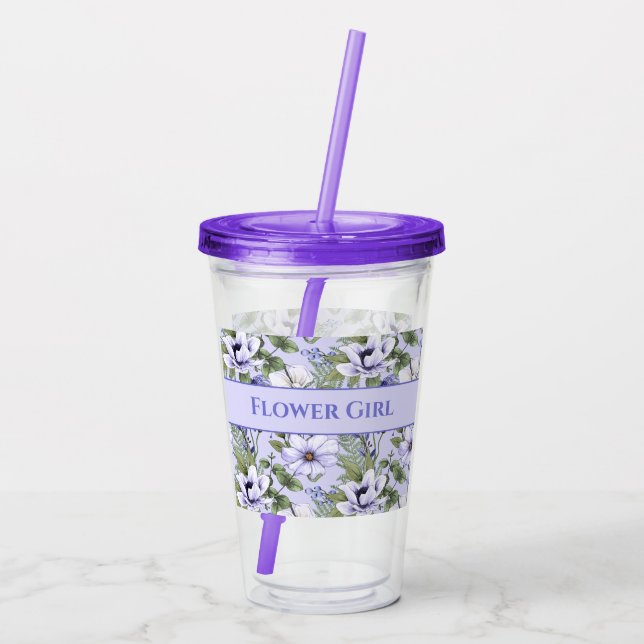 Romantic Periwinkle Florals Lavender Flower Girl Acryltrinkbecher (Rückseite)