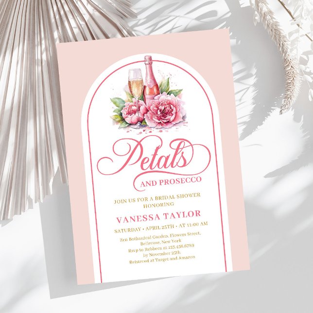 Romantic petals and prosecco watercolor shower einladung (Romantic petals and prosecco watercolor shower)