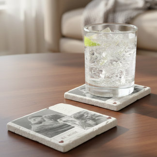 Romantic Photo Collage, Rustic "Be Mine" keepsake Steinuntersetzer