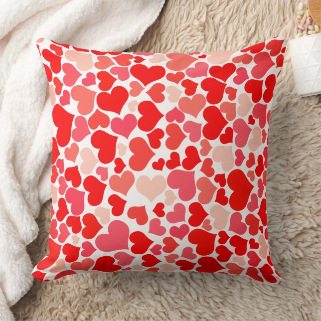Romantic Pink and Red Heart Pattern Valentine Kissen (Decke)