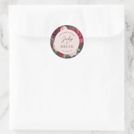 Romantic Pink Bridal Bouquet Personalized Runder Aufkleber