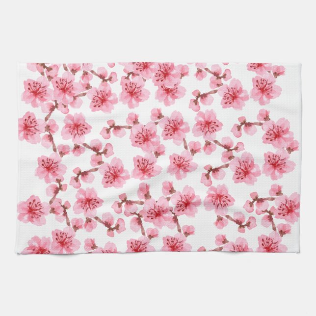 Romantic pink Cherry blosson Geschirrtuch (Horizontal)