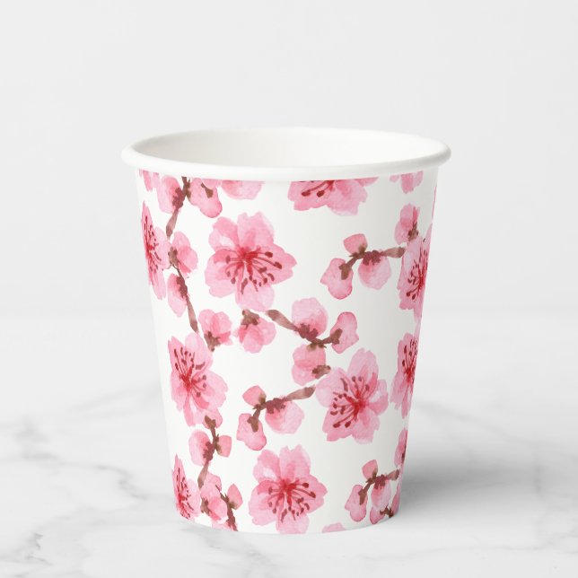Romantic pink Cherry blosson Pappbecher (Vorderseite)