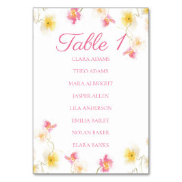 Romantic Pink Floral Elegant Numeric Table Number Tischnummer