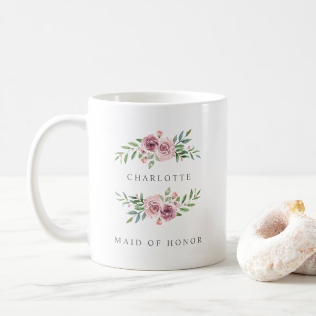 Romantic Pink Garland for Maid of Honor Kaffeetasse (Mit Donut)