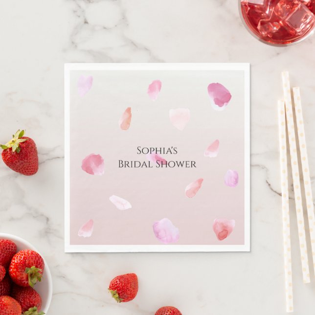 Romantic Pink Peach Rose Petals Bridal Shower Serviette (Beispiel)
