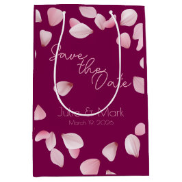 Romantic Pink Petals Save the Date Wedding Mittlere Geschenktüte