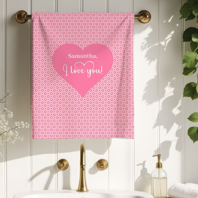 Romantic Pink Red Hearts Happy Valentine’s Day X O Badhandtuch Set (Romantic Pink Red Hearts Happy Valentine’s Day X O Bath Towel Set)