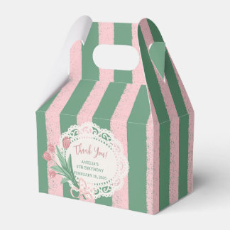 Romantic Pink Ribbon & Tulip Floral Custom Geschenkschachtel
