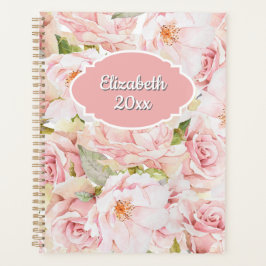Romantic Pink Rose Personalized Planer