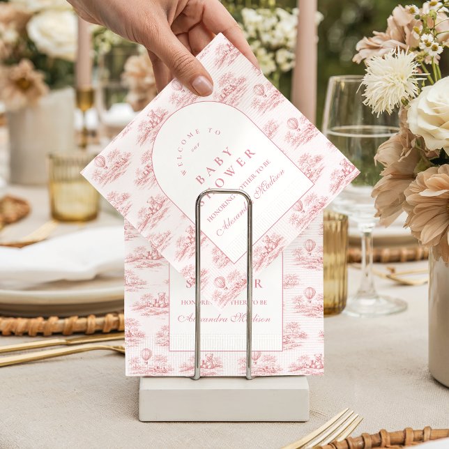 Romantic Pink Toile Baby Shower Serviette (Von Creator hochgeladen)