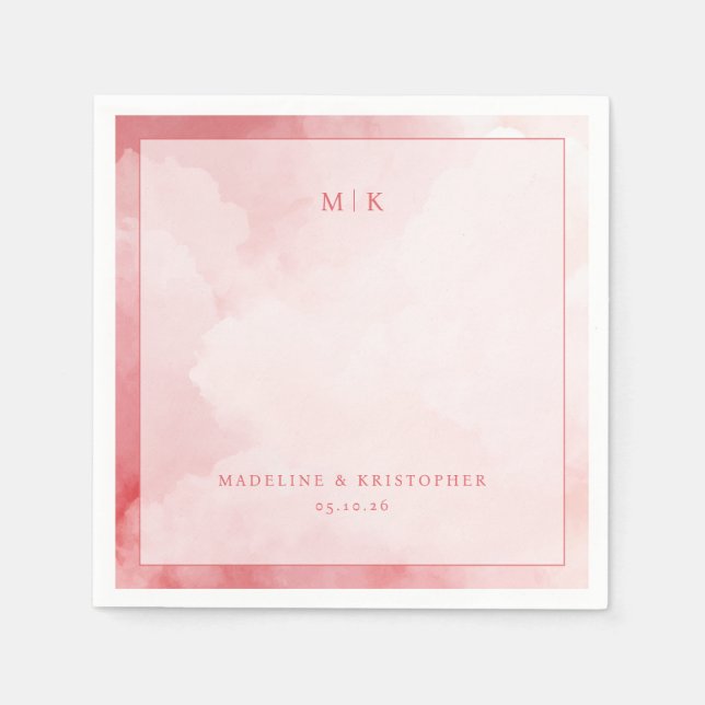 Romantic Pink Watercolor Clouds Serviette (Vorderseite)