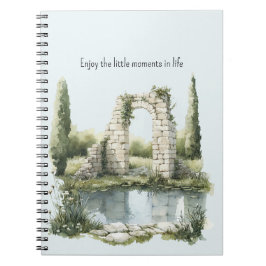 Romantic Pond Floral White Stones Enjoy Moments Notizblock