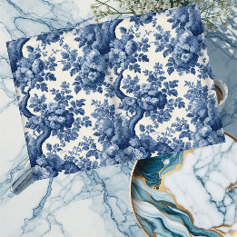 Romantic Powder French Blue Toile Vintage Floral  Seidenpapier