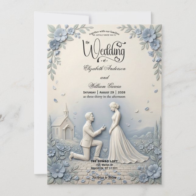 Romantic Proposal Scene Wedding   Einladung (Vorderseite)