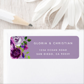 Romantic Purple Floral Return Address Label
