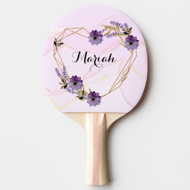 Romantic purple flower bouquet abstract background tischtennis schläger (Vorderseite)