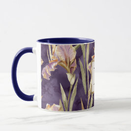 Romantic Purple Iris Floral Gold monogram Tasse