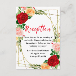 Romantic Red and Orange Roses Begleitkarte