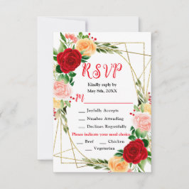Romantic Red and Orange Roses RSVP Karte