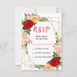 Romantic Red and Orange Roses RSVP Karte