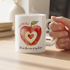 Romantic Red Apple Heart Valentine's Day Kaffeetasse