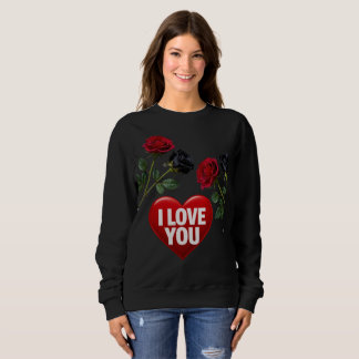 Romantic Red & Black Rose Heart Hoodie – Ich liebe