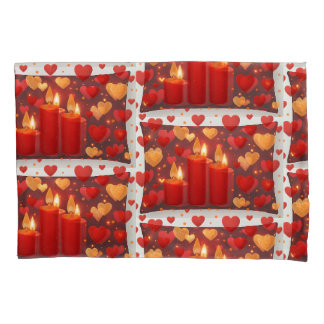 "Romantic Red & Gold Candlelight with Hearts – Sea Kissenbezug