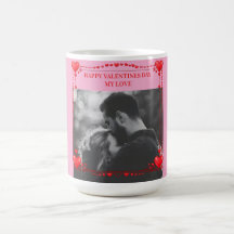 Romantic Red Heart Frame Custom Photo Valentine