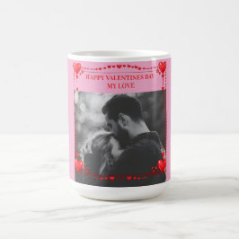 Romantic Red Heart Frame Custom Photo Valentine  Kaffeetasse