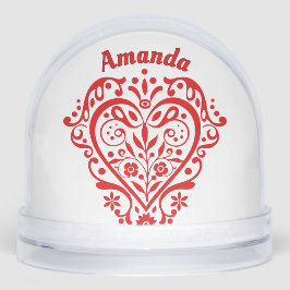 Romantic Red Heart Personalized Schneekugeln