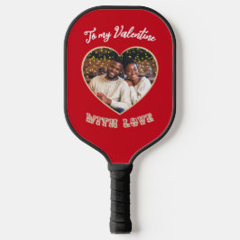 Romantic Red Heart Photo Personalized Valentine's Pickleball Schläger