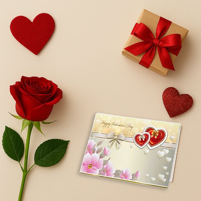 Romantic Red Heart Valentine Greeting Card Dankeskarte (Von Creator hochgeladen)