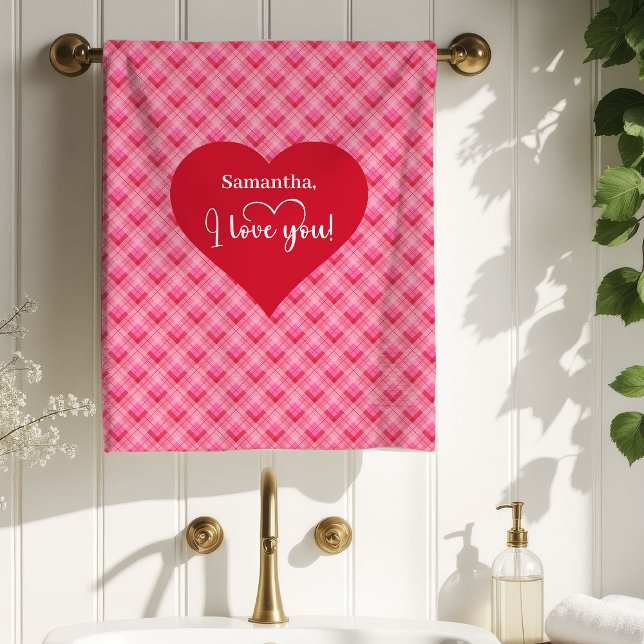 Romantic Red Hearts Valentine Bath Towel Boyfriend Badhandtuch Set (Romantic Red Hearts Valentine Bath Towel Boyfriend)