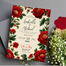 Romantic Red Peony Elegant Floral Luxury Botanical