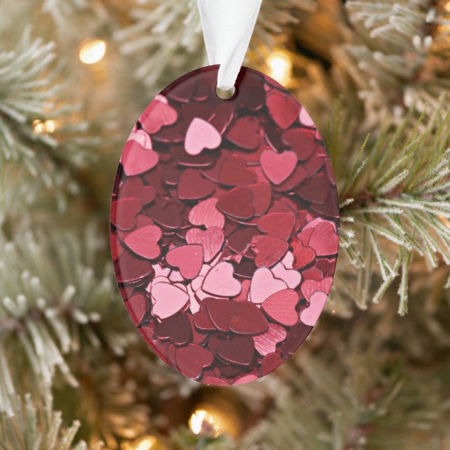 Romantic Red & Pink Heart Confetti Valentine's Day Ornament (Baum)