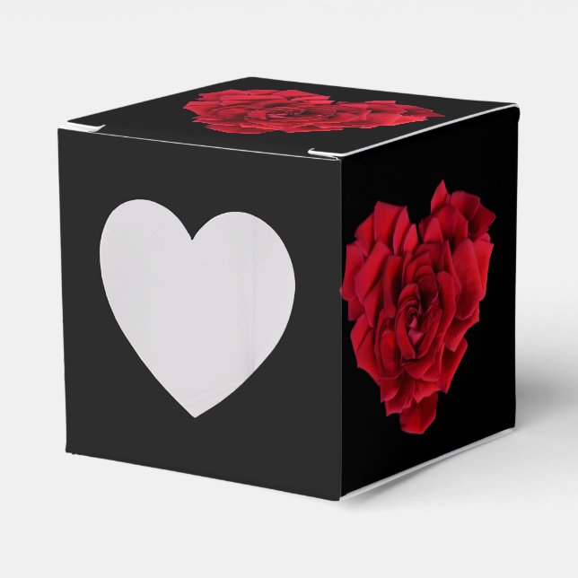 Romantic Red Rose Heart on Black Geschenkschachtel (Vorderseite)