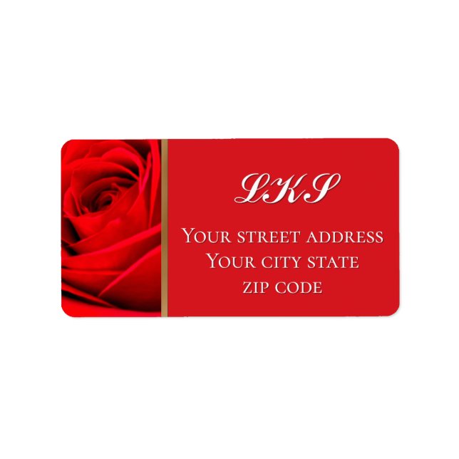 Romantic Red Rose Return Address Label Adressaufkleber (Vorne)