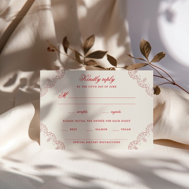 Romantic Red Vintage Chinoiserie Wedding RSVP Karte (Von Creator hochgeladen)