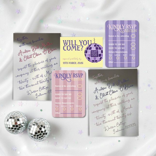 Romantic Retro Disco Party QR Code RSVP Wedding (Von Creator hochgeladen)